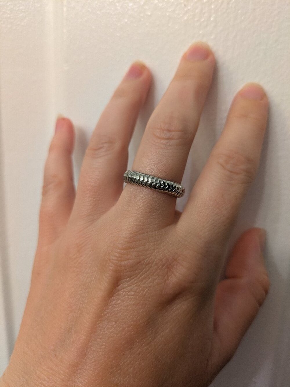 Dragon scale silver ring size 8